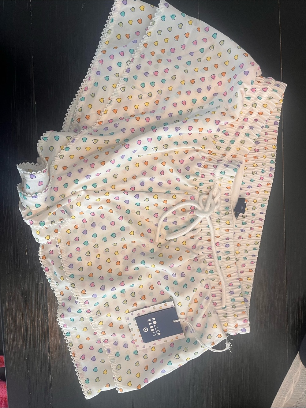 Roller Rabbit White Shorts with Multicolor Heart Print